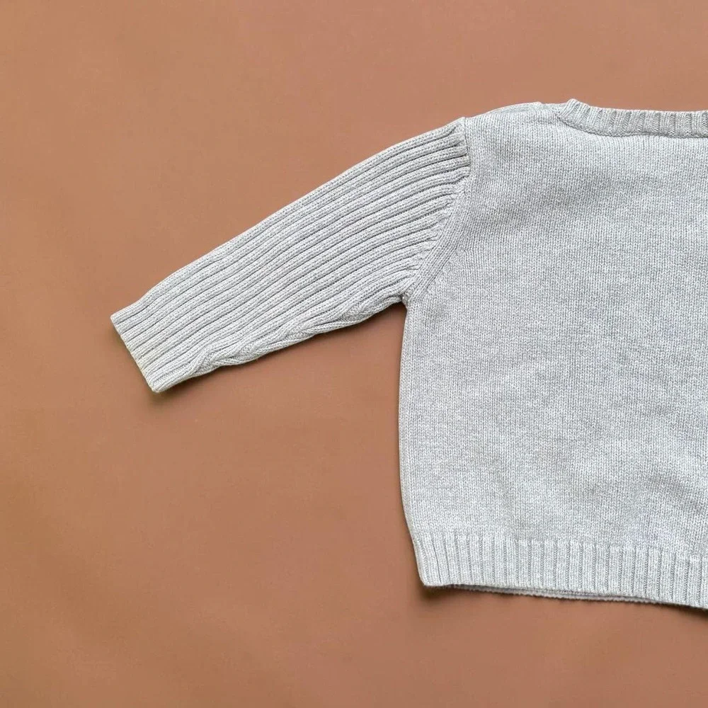 Gymboree 2008 Gray Husky Puppy Dog Cotton Knit Sweater 18-24M